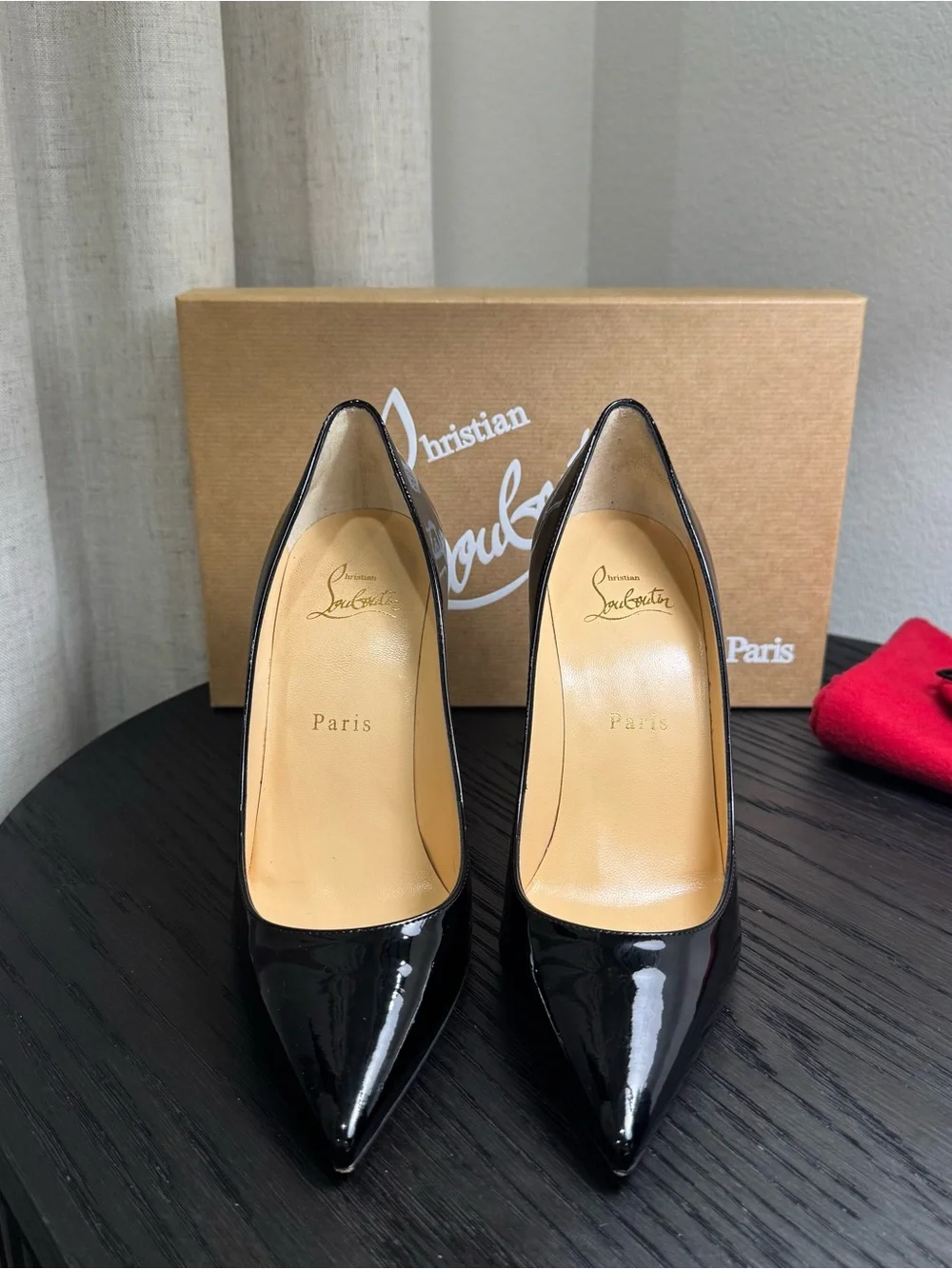 Christian Louboutin Black Patent Leather Pumps with Red Soles